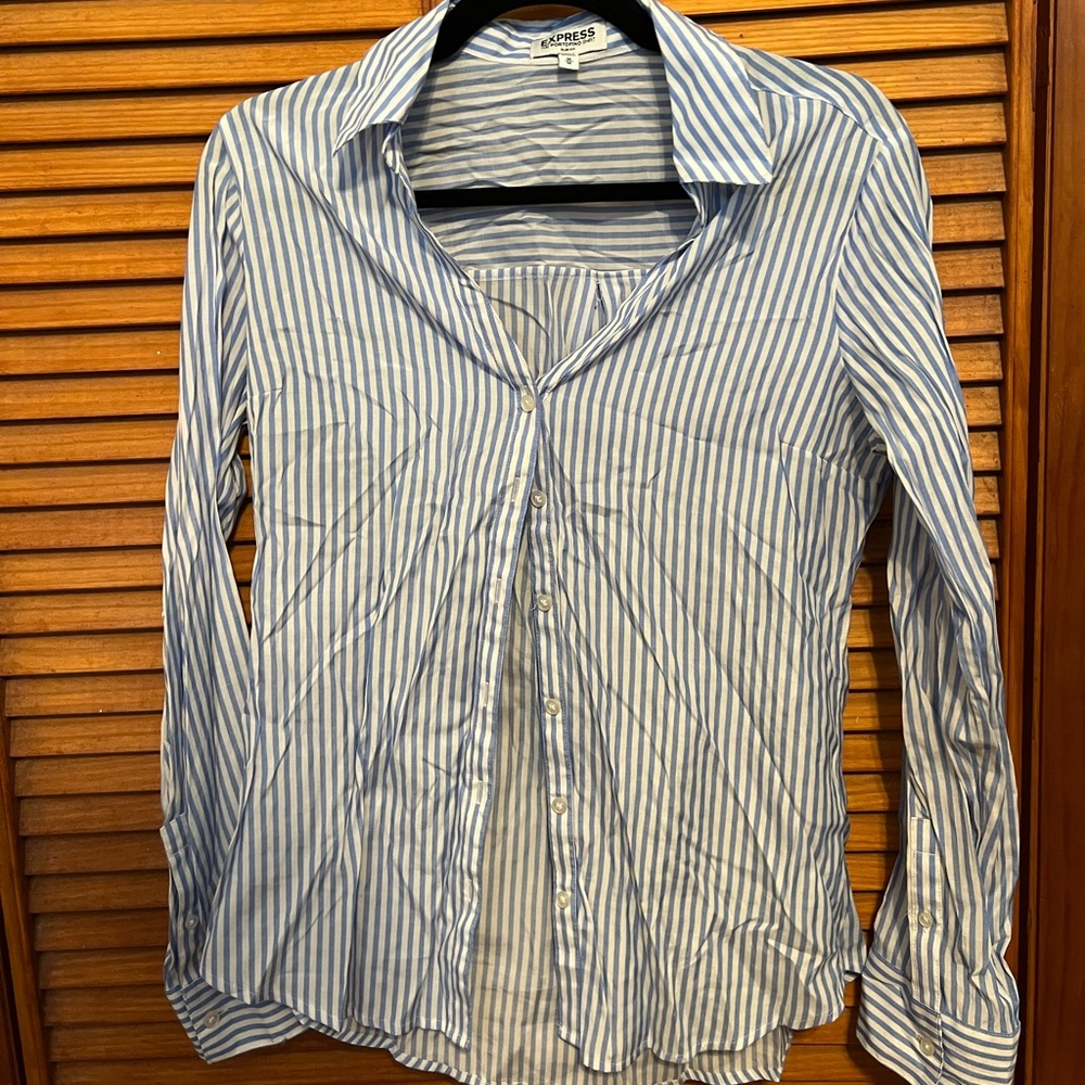Pinstripe button down blouse